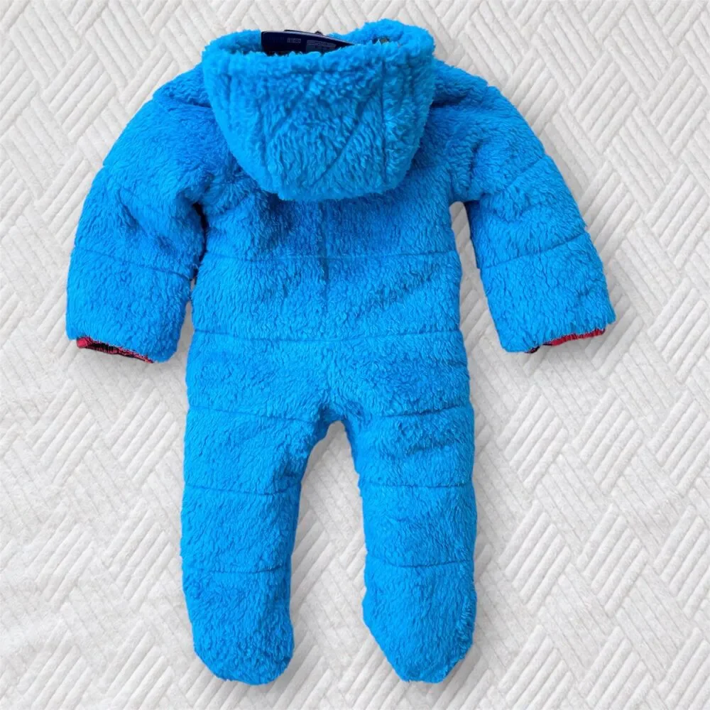 Patagonia Infant 3M Reversible Tribbles Bunting Snowsuit Turquoise Stripe NWT